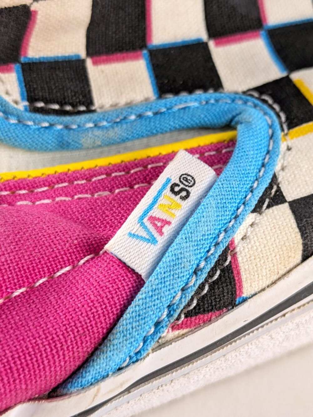 Vans Crazy Checkered Multicolor Slip-Ons Size 10 Women/8.5 Men - Picture 13 of 13